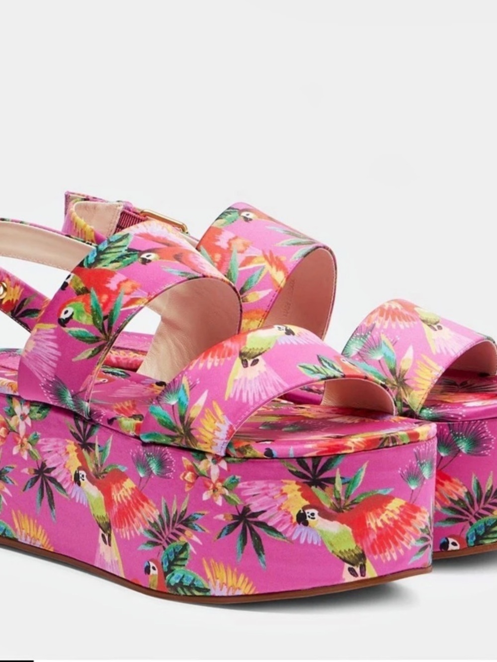 Farm Rio Colorful Macaw Pink Platform Sandals Pink  US 9
